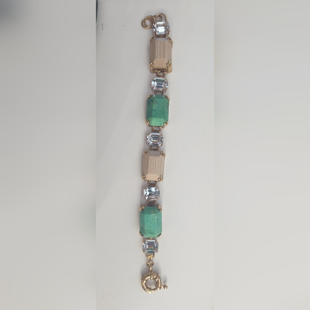 House of lavande gold tone green stone Swarovski crystal bracelet
